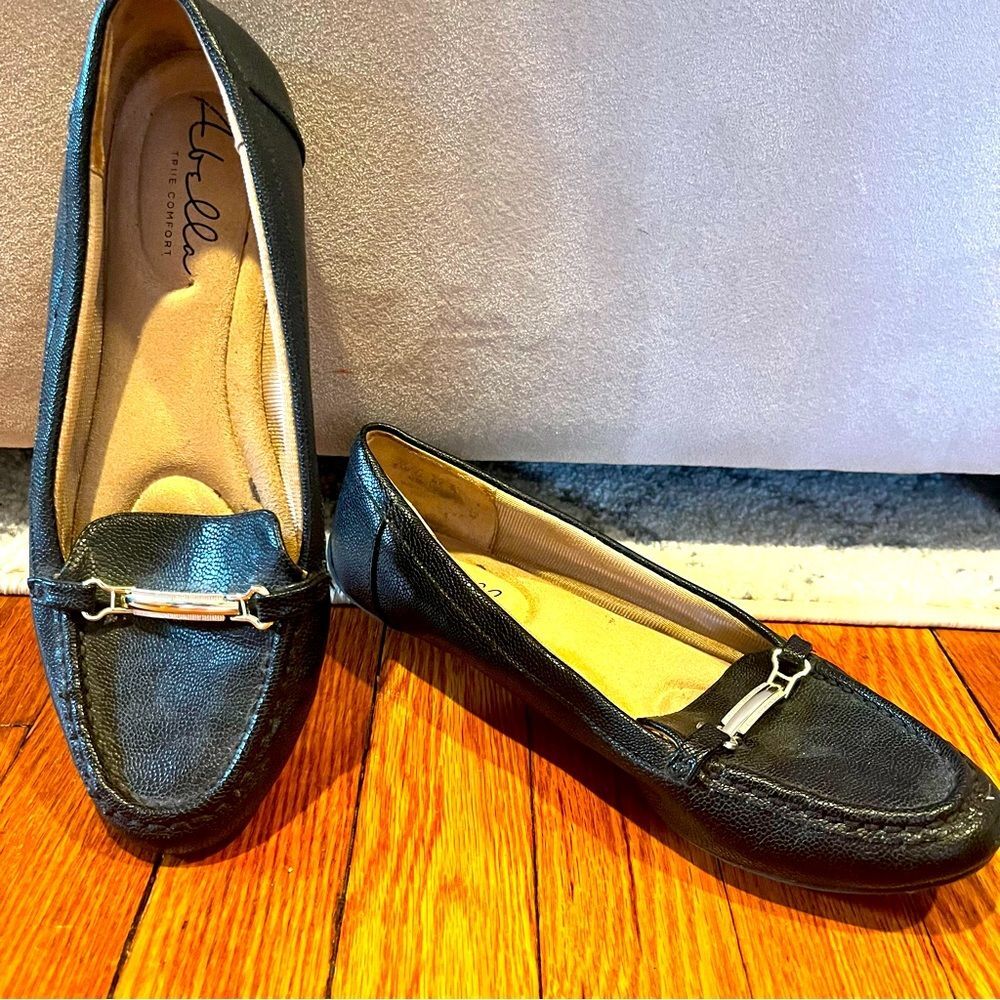 Abella True Comfort SISELY Black Slip on Loafer Driving Shoes Size 8.5